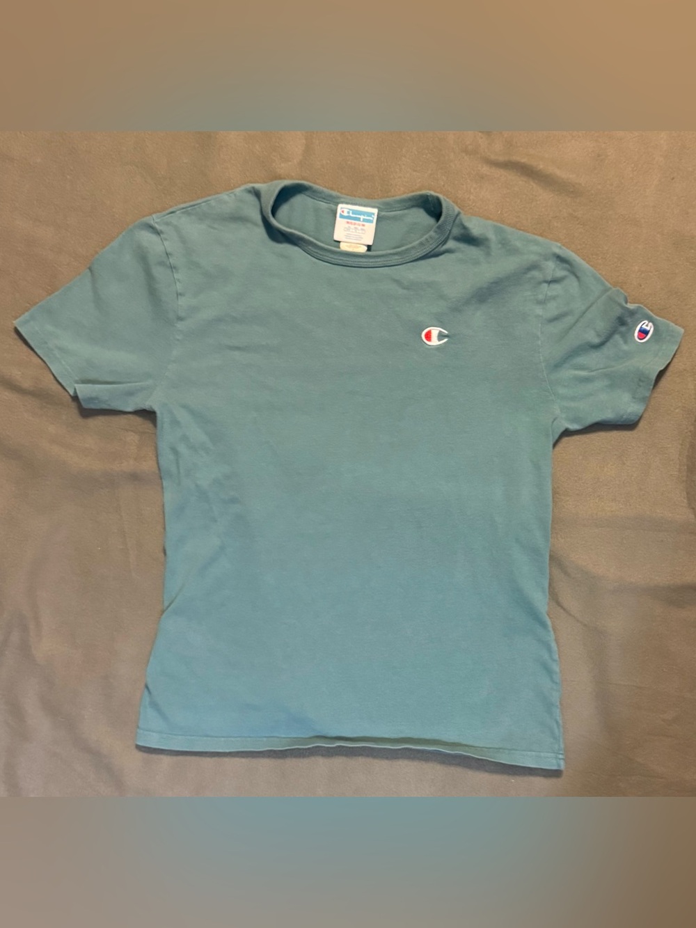 Champion Classic Logo T-Shirt Men’s Medium Blue Green Short Sleeve Tee